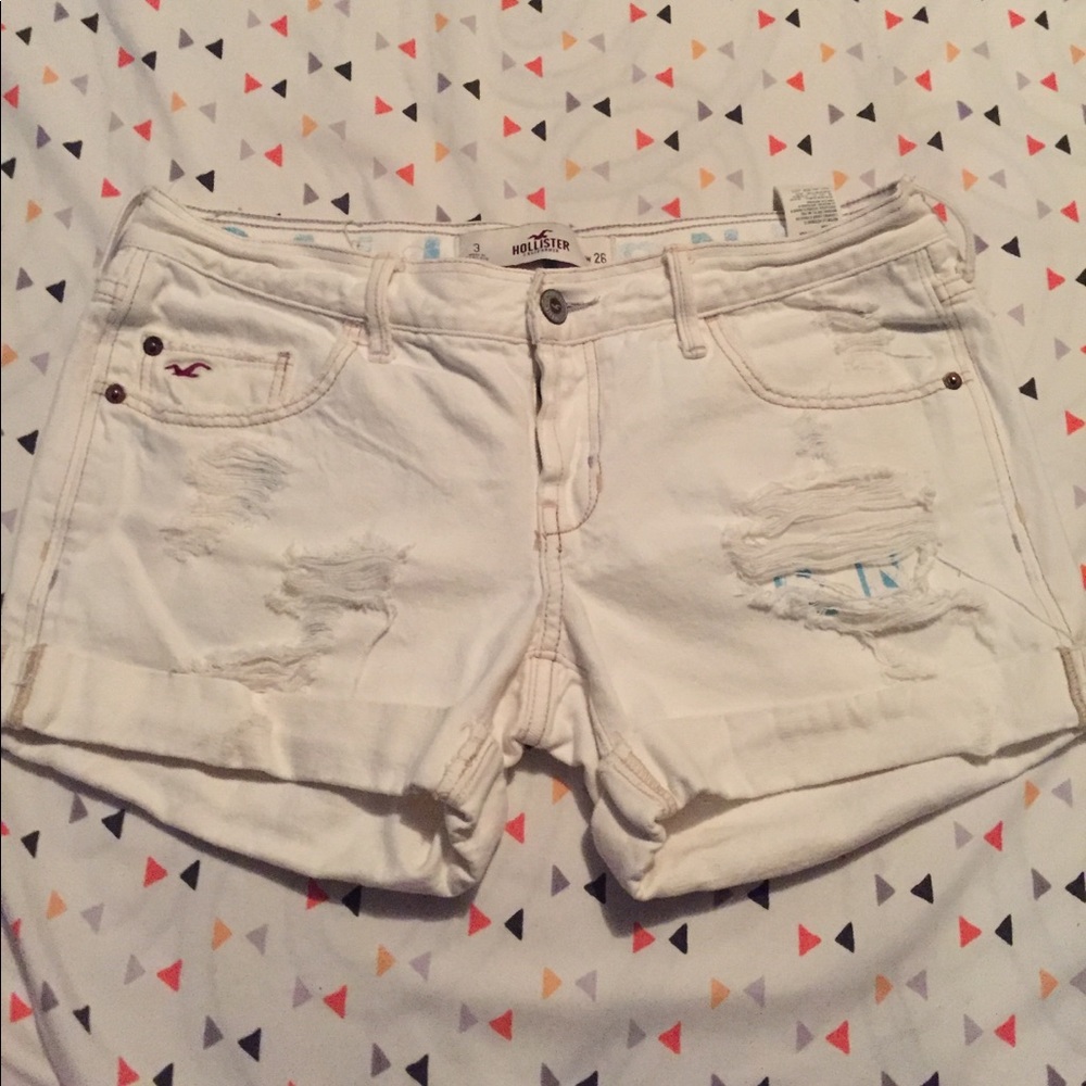 White distressed shorts
